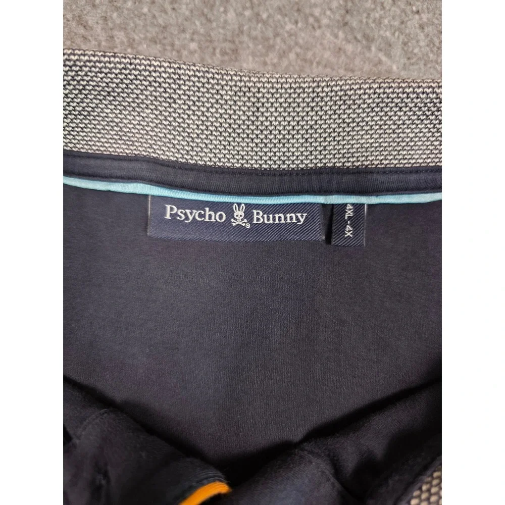 Psycho Bunny Polo Shirt Mens 4XL Navy Blue Pima Cotton Spandex Short Sleeve Logo - Picture 6 of 10